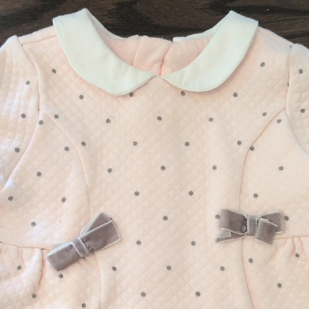 Adorable Pink Polka Dot Baby Dress with Bows - Picture 2 of 5